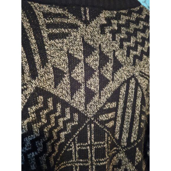 Vintage MATT MORGAN 90s Black Gray Acrylic Wild Geometric Sweater Mens XL - Picture 7 of 7